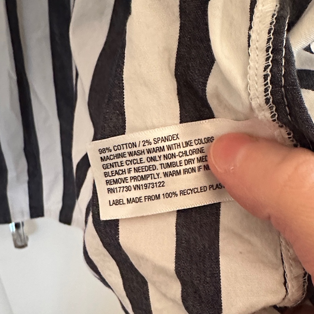 EUC A New Day Dark Grey Charcoal and White Striped Button Down Shirt - Picture 4 of 4